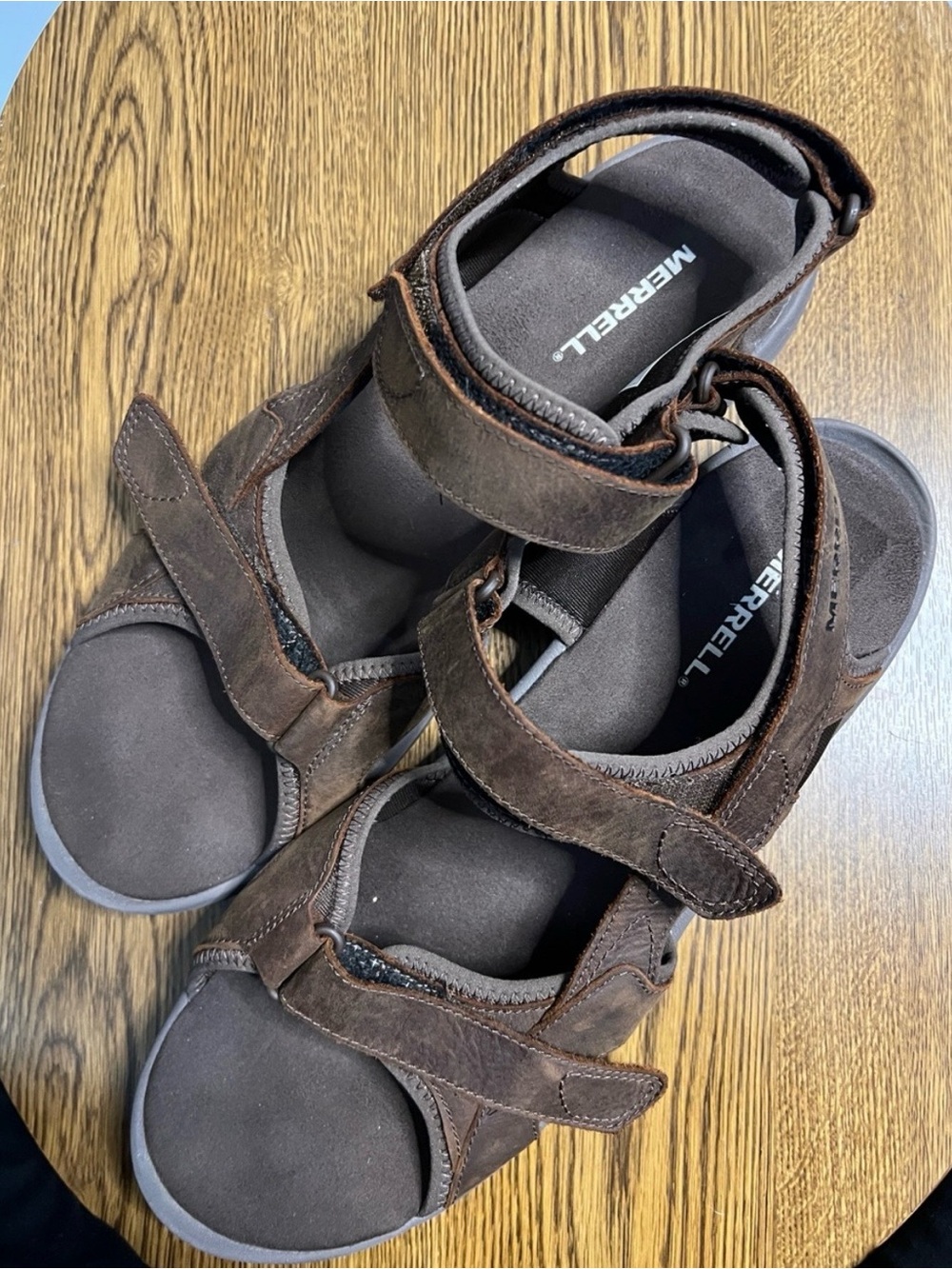 Merrell Men's Brown Leather sandspur 2 covert Sandals